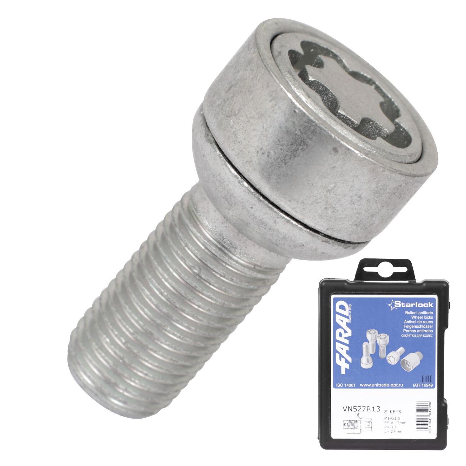 Farad Болт секретный  Farad 14х1,5х27 4+2 17 сфера VN527/2 R13