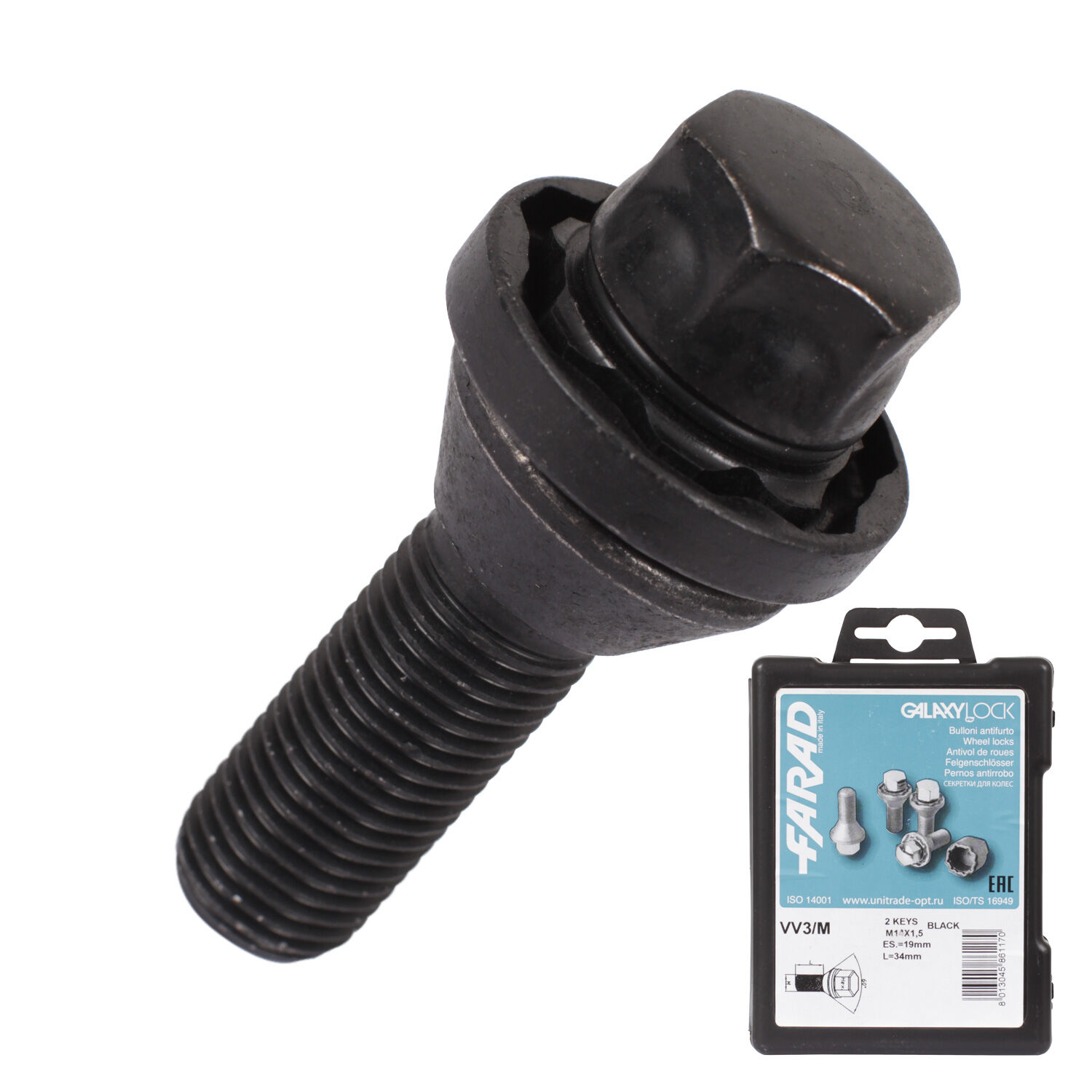 Farad Болт секретный  Farad 14х1,5х34 4+2 19 конус Galaxy VV3/M/B/2