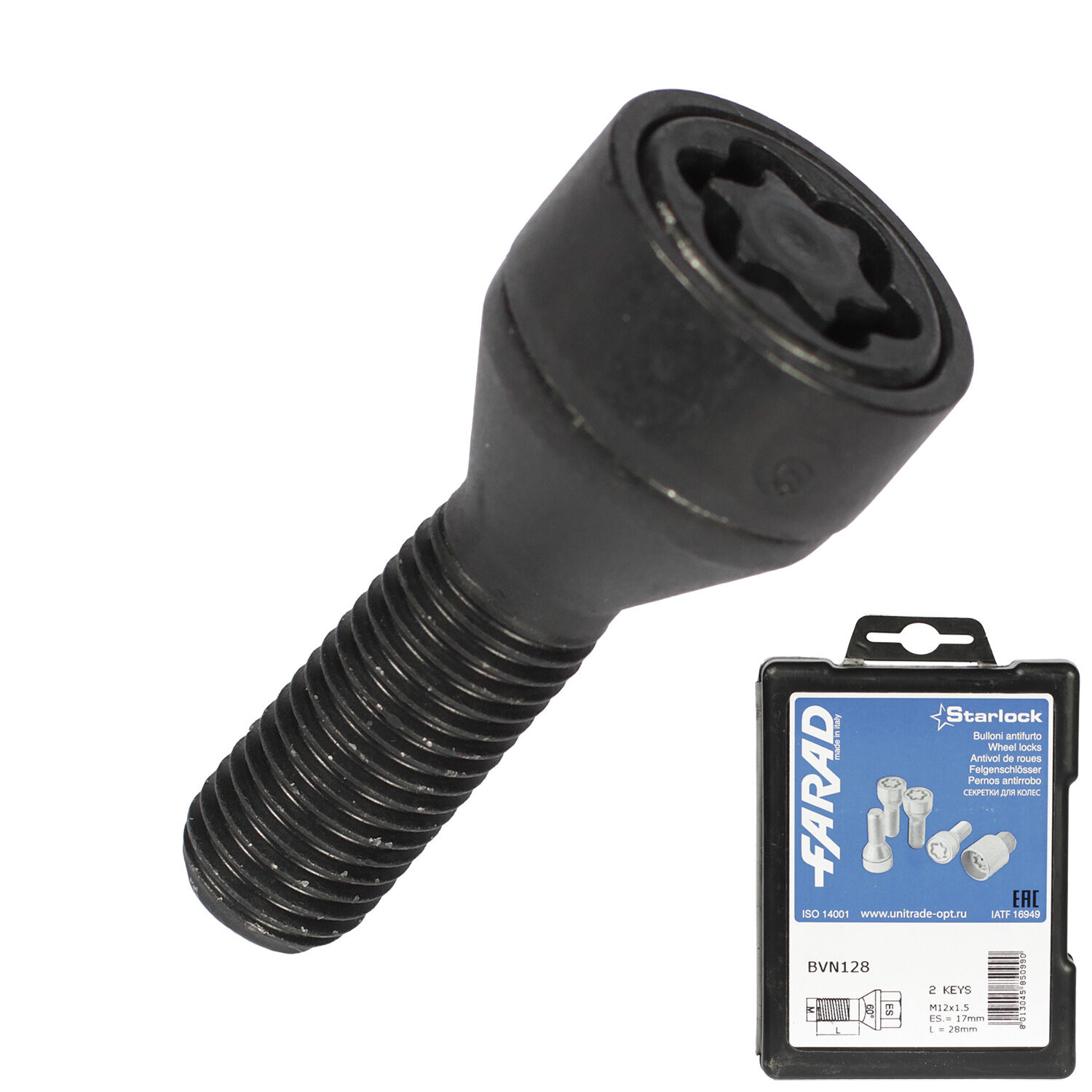Farad Болт секретный  Farad 12х1,5х28 4+2 17 конус BVN128/2
