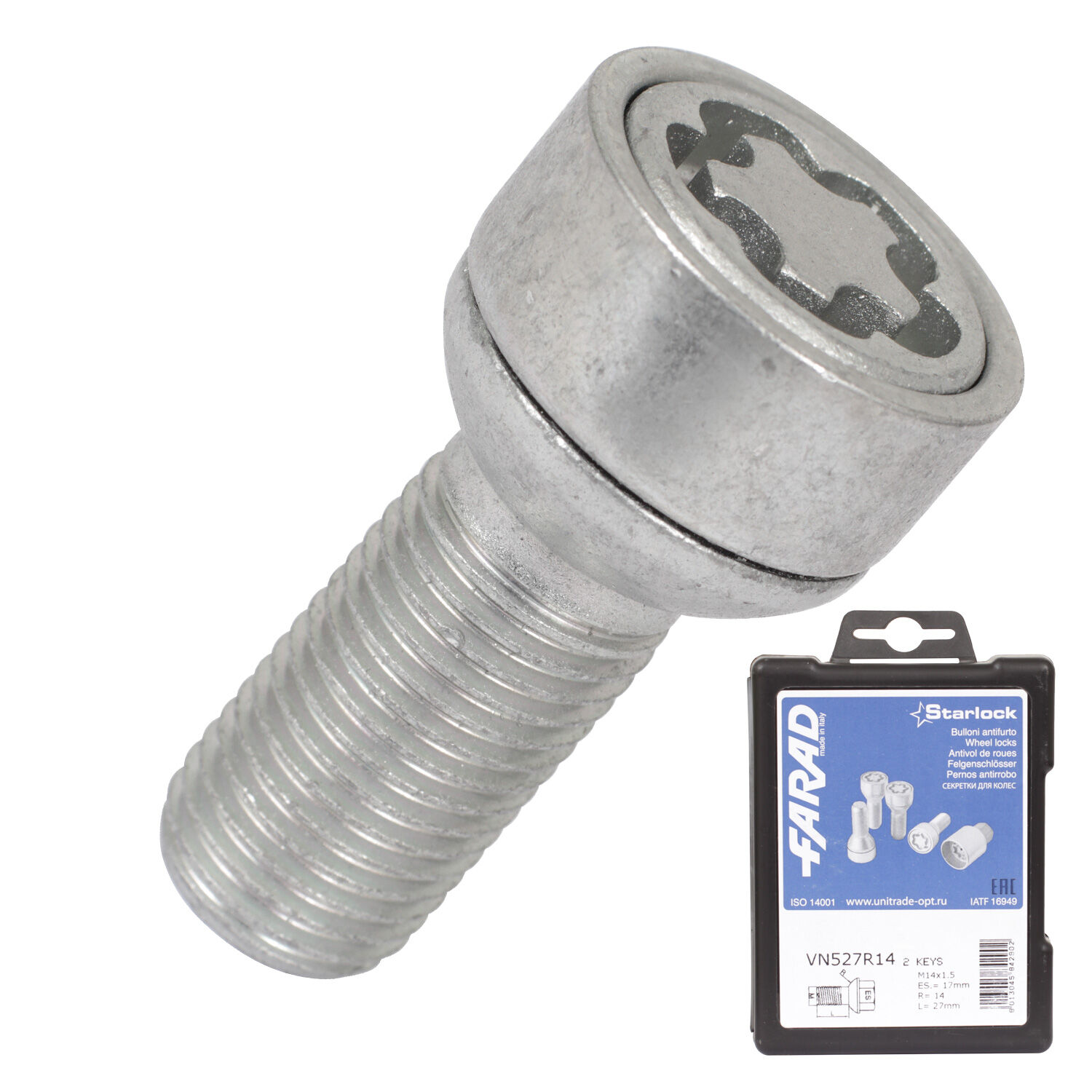 Farad Болт секретный  Farad 14х1,5х27 4+2 17 сфера VN527R14/2