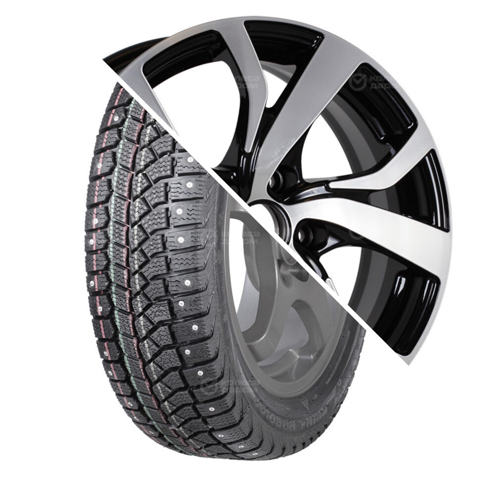 Viatti Brina Nordico (V-522) R15 195/60 88T шип   () + Палермо R15x6 5x100 ET45 CB67.1 Almaz_black  Brina Nordico (V-522) R15 195/60 88T шип    + Палермо R15x6 5x100 ET45 CB67.1 Almaz_black