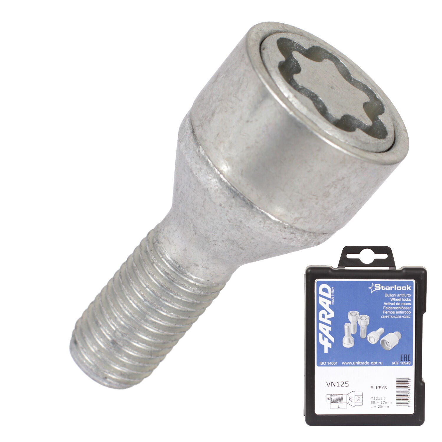 Farad Болт секретный  Farad 12х1,5х25 4+2 17 конус VN125/2