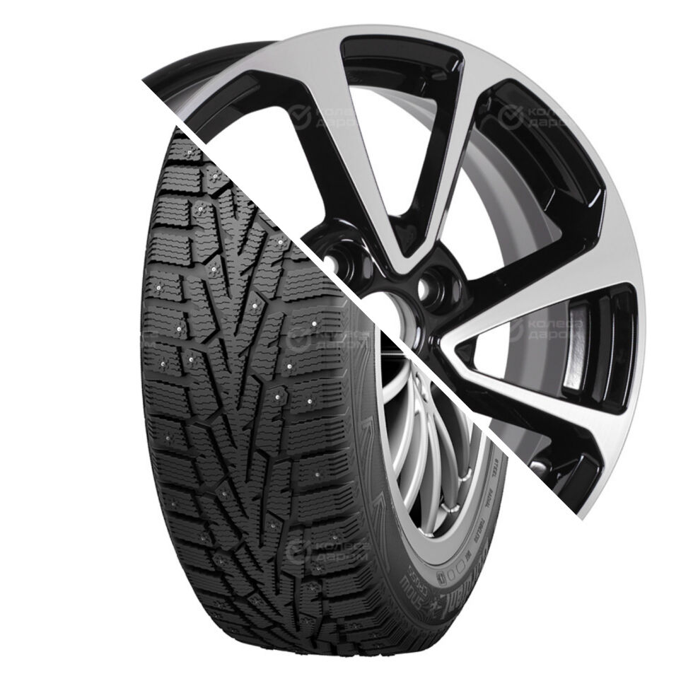 Cordiant Snow Cross R15 185/65 92T шип   () + КС861 (ZV 15_Vesta)) R15x6 4x100 ET50 CB60.1 Almaz_black  Snow Cross R15 185/65 92T шип    + КС861 (ZV 15_Vesta)) R15x6 4x100 ET50 CB60.1 Almaz_black