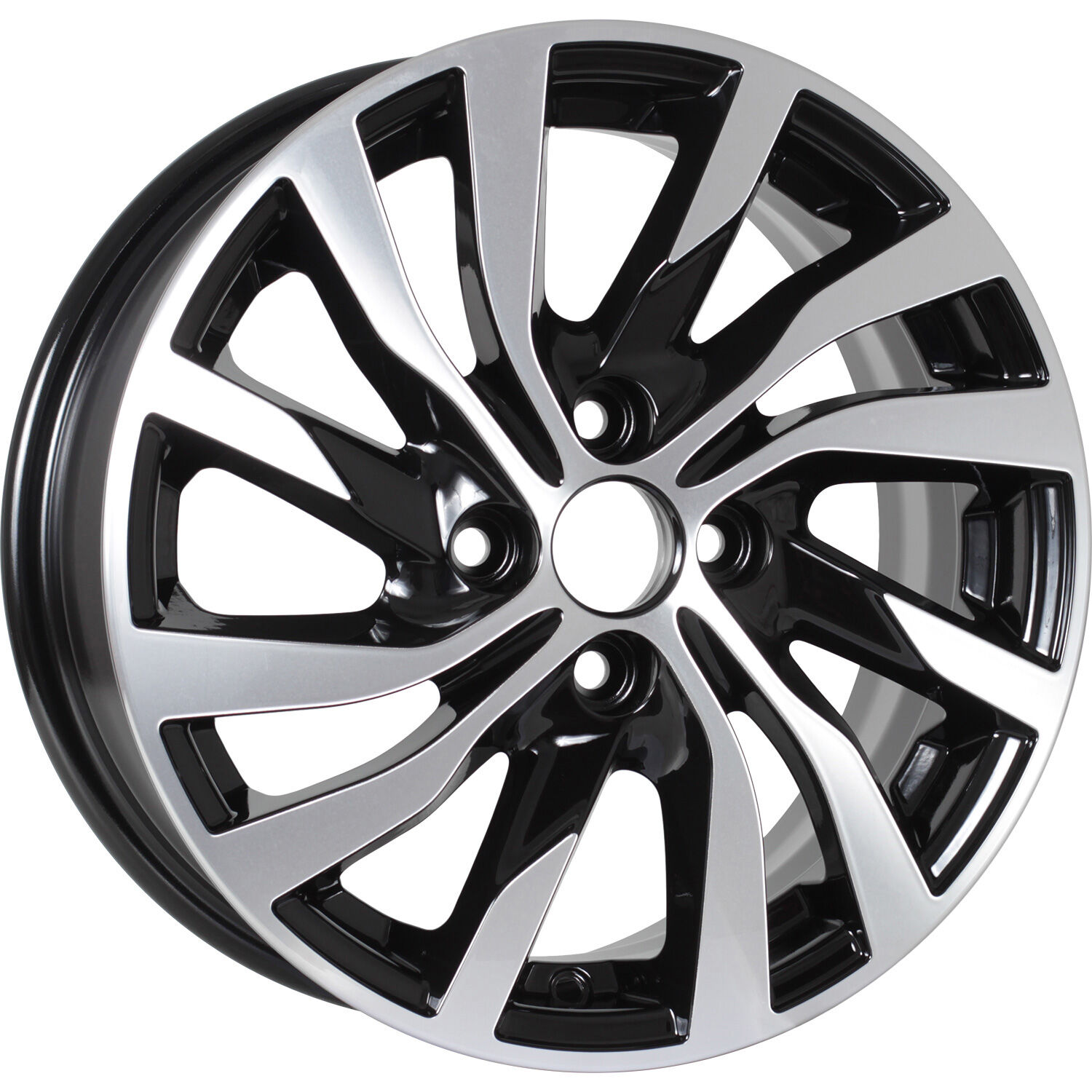 KDW KD1546 (ZV 15_Logan II) R15x6 4x100 ET40 CB60.1 Black_Front_Polished