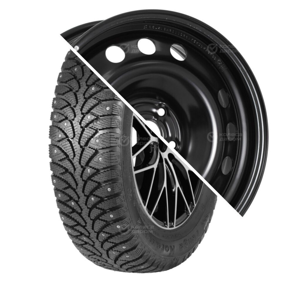 Nordway 2 R16 205/60 96Q шип   () + 75Z39Z Евразиа ТАПО R16x6.5 5x105 ET39 CB56.6 Black  Nordway 2 R16 205/60 96Q шип    + 75Z39Z Евразиа ТАПО R16x6.5 5x105 ET39 CB56.6 Black