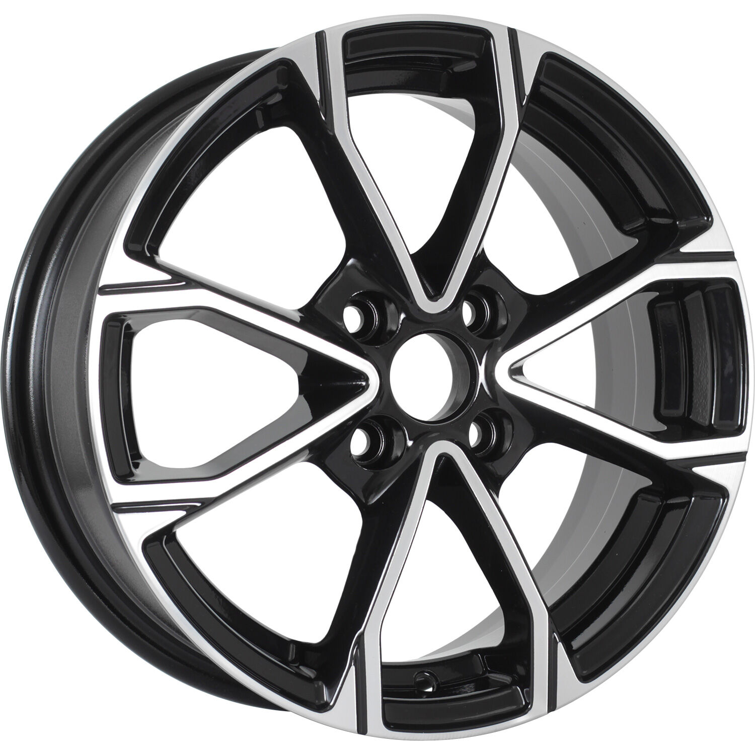 KDW KD1590 R15x6 4x100 ET45 CB60.1 Black_Front_Polished