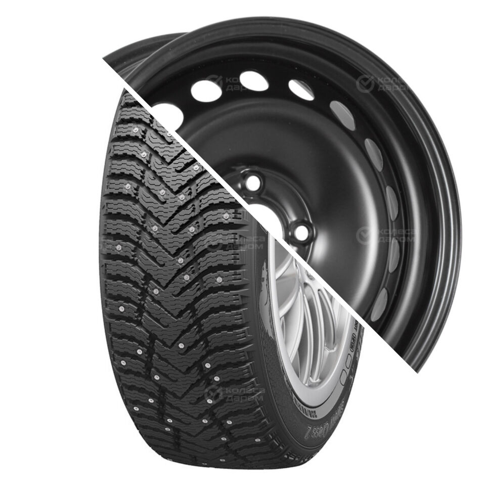 Snow Cross 2 185/65 R15 92T шип + Логан 2 R15x6 4x100 ET40 CB60.1 Black R15 185/65 92T шип + R15x6 4x100 ET40 CB60.1 Black