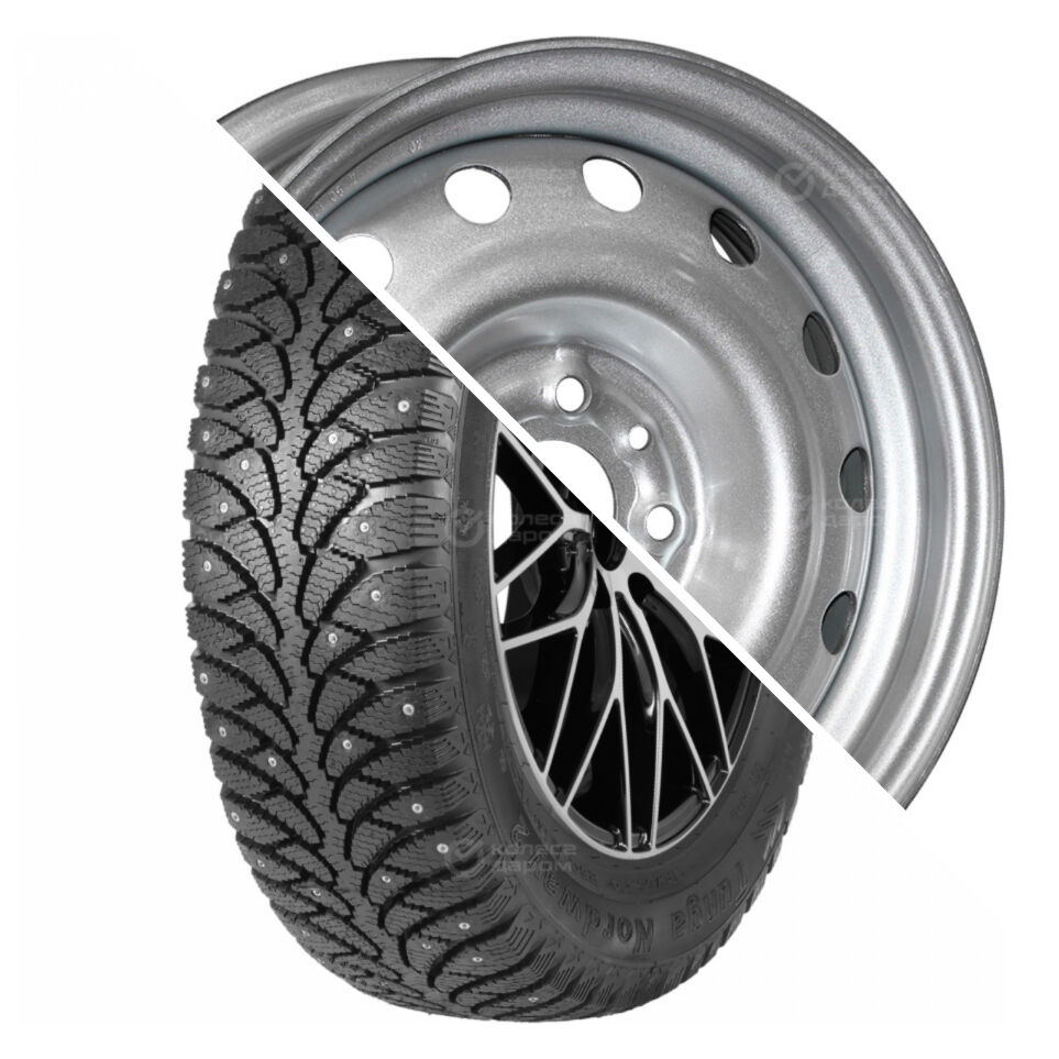 Tunga Nordway 2 R14 175/65 82Q шип +53B35B TREBL (12 отверстий) R14x5.5 4x98 ET35 CB58.6 Silver R14 175/65 82Q + R14х5.5 4х98 ЕТ35 СВ58.6 Silver
