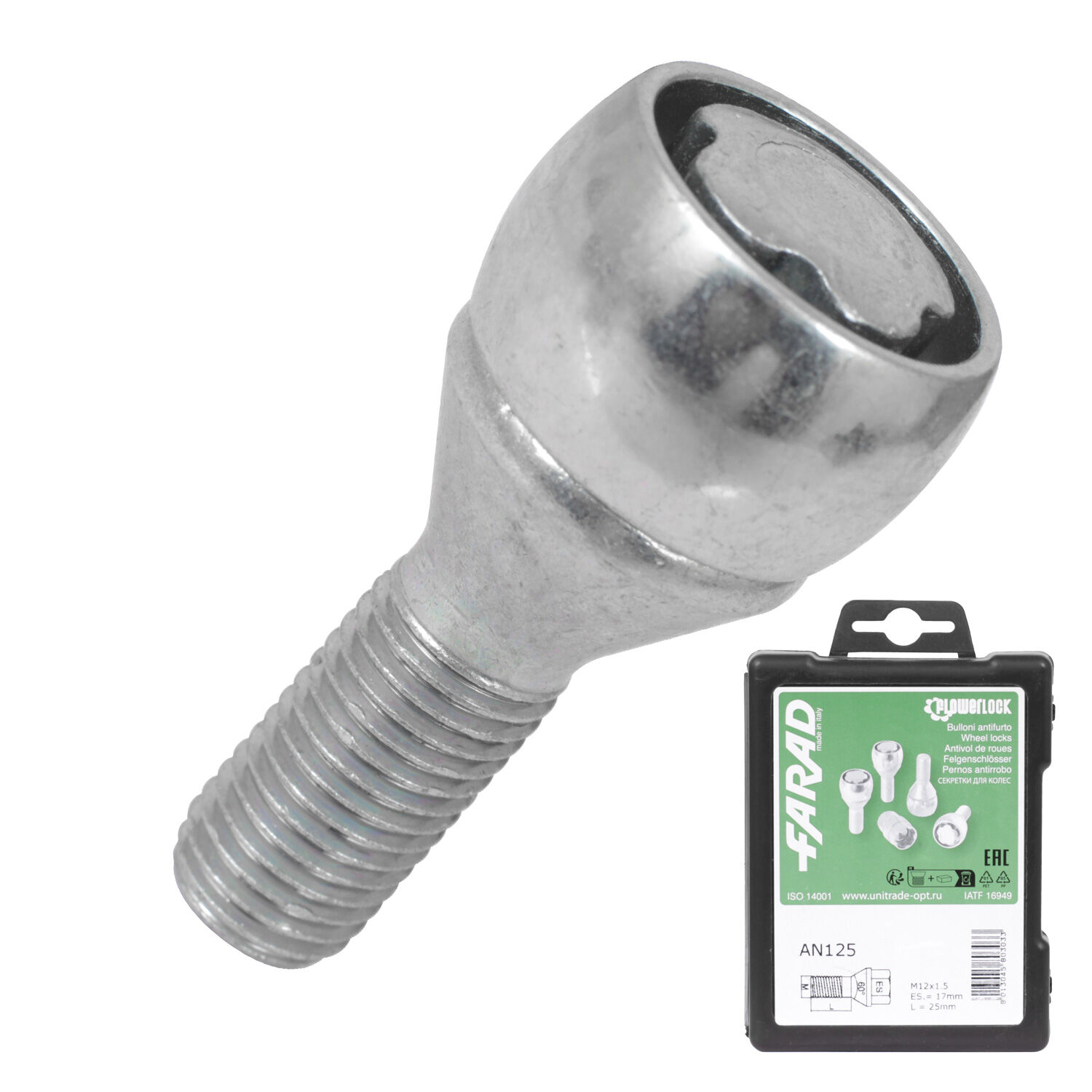 Farad Болт секретный  Farad 12х1,5х25 4+1 17 конус Sicubloc AN125