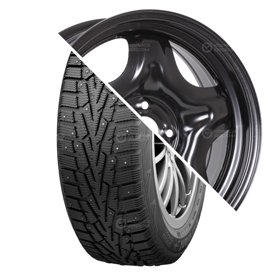 Cordiant Snow Cross R16 205/55 94T шип   () + Hyundai Solaris/KIA Rio R16x6.5 4x100 ET50 CB54.1 Black  Snow Cross R16 205/55 94T шип    + Hyundai Solaris/KIA Rio R16x6.5 4x100 ET50 CB54.1 Black