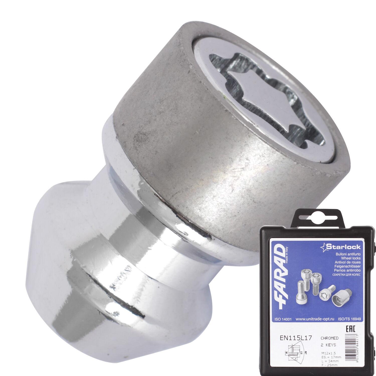 Farad Гайка секретная Farad 12х1,5х34 4+2 17 ключ конус EN115L17Cr/2