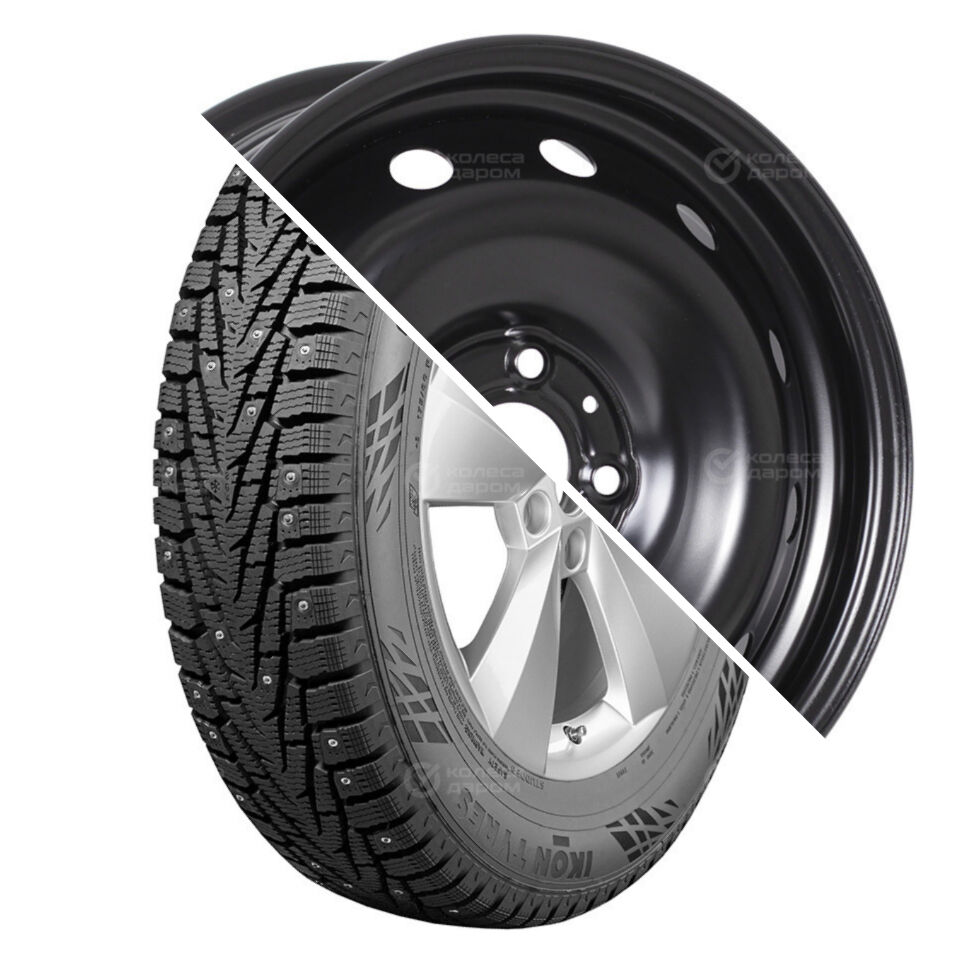 Ikon Character Ice 7 (Nordman 7) R15 185/65 92T шип XL  + 15009 R15x6 4x100 ET50 CB60.1 Black R15 185/65 92T шип XL  + R15x6 4x100 ET50 CB60.1 Black