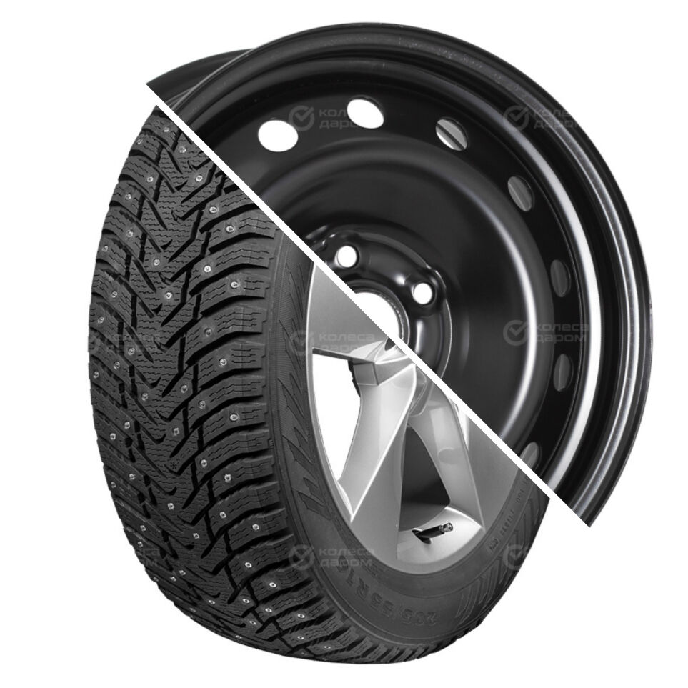 ТЗСК (Nokian Tyres) NORDMAN 8 R16 205/55 94T шип XL () + Skoda Octavia R16x6.5 5x112 ET50 CB57.1 Black (Nokian Tyres) NORDMAN 8 R16 205/55 94T шип XL + Skoda Octavia R16x6.5 5x112 ET50 CB57.1 Black