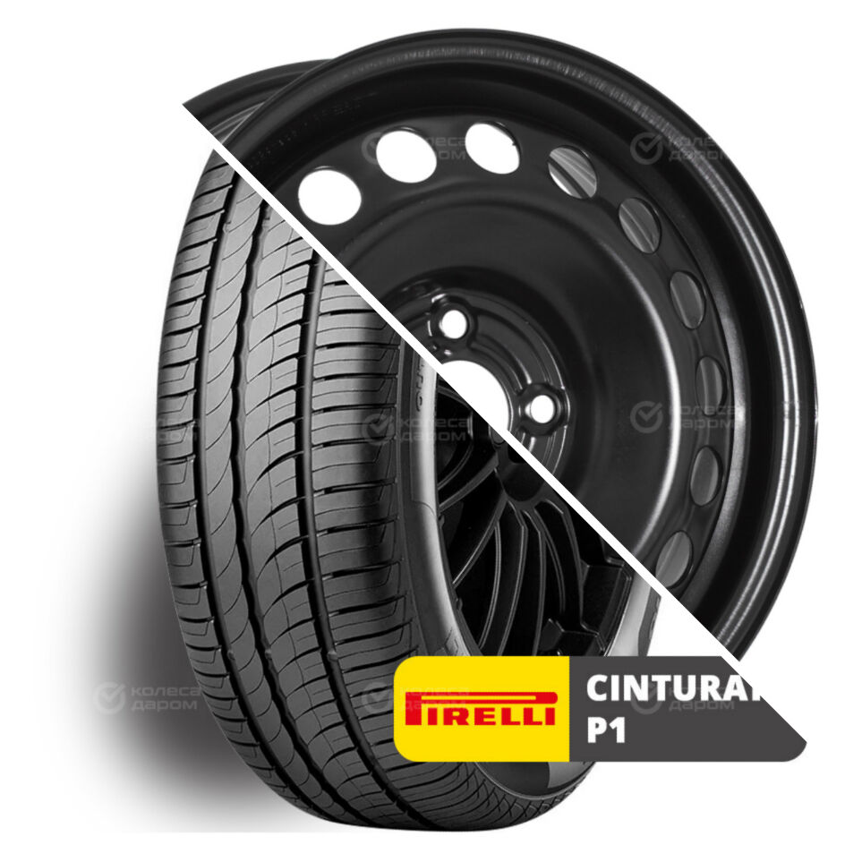Cinturato P1 Verde R15 185/65 88H + 64A50C TREBL R15x6 4x100 ET50 CB60.1 Black R15 185/65 88H + R15x6 4x100 ET50 CB60.1 Black