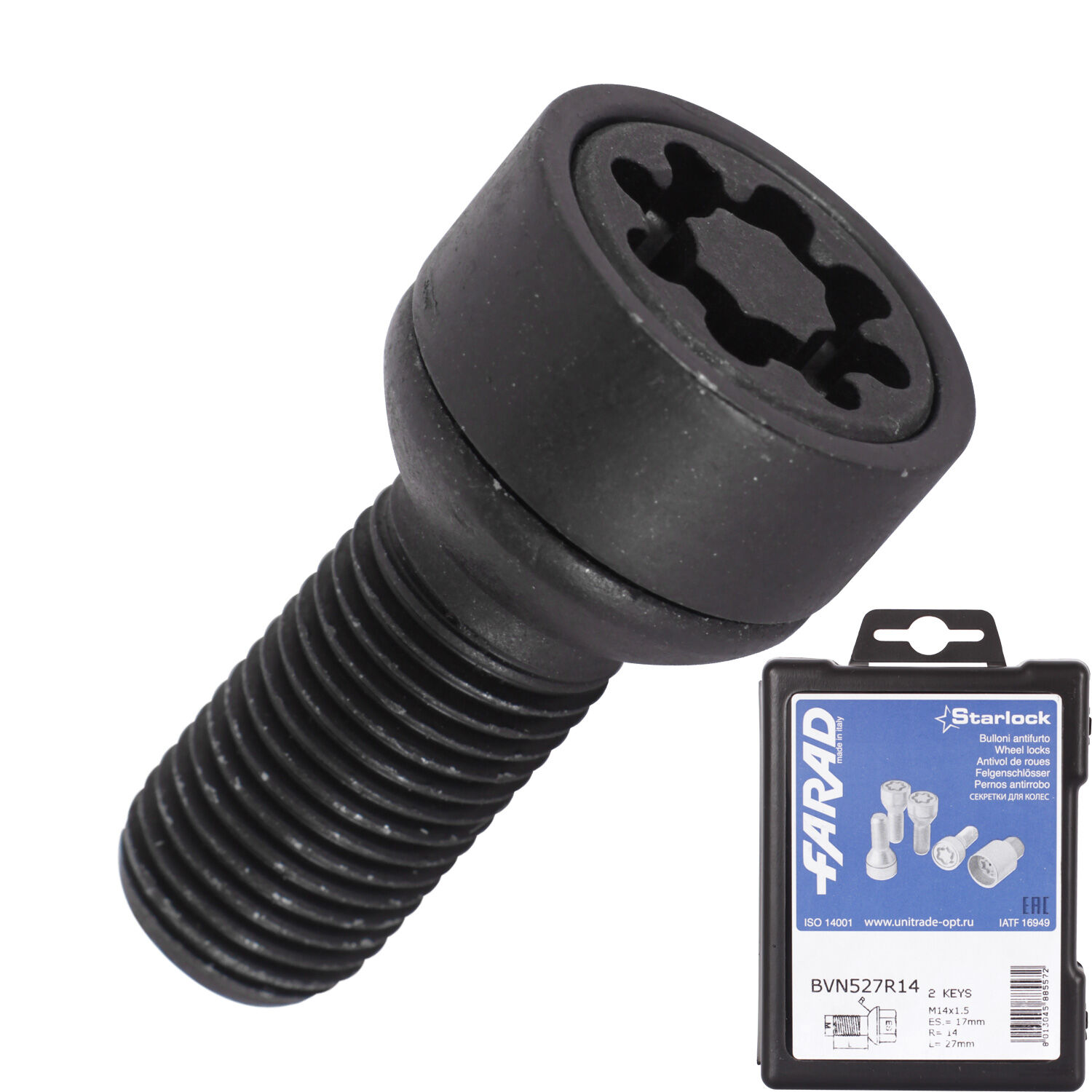 Farad Болт секретный  Farad 14х1,5х27 4+2 17 ключ сфера BVN527S/2