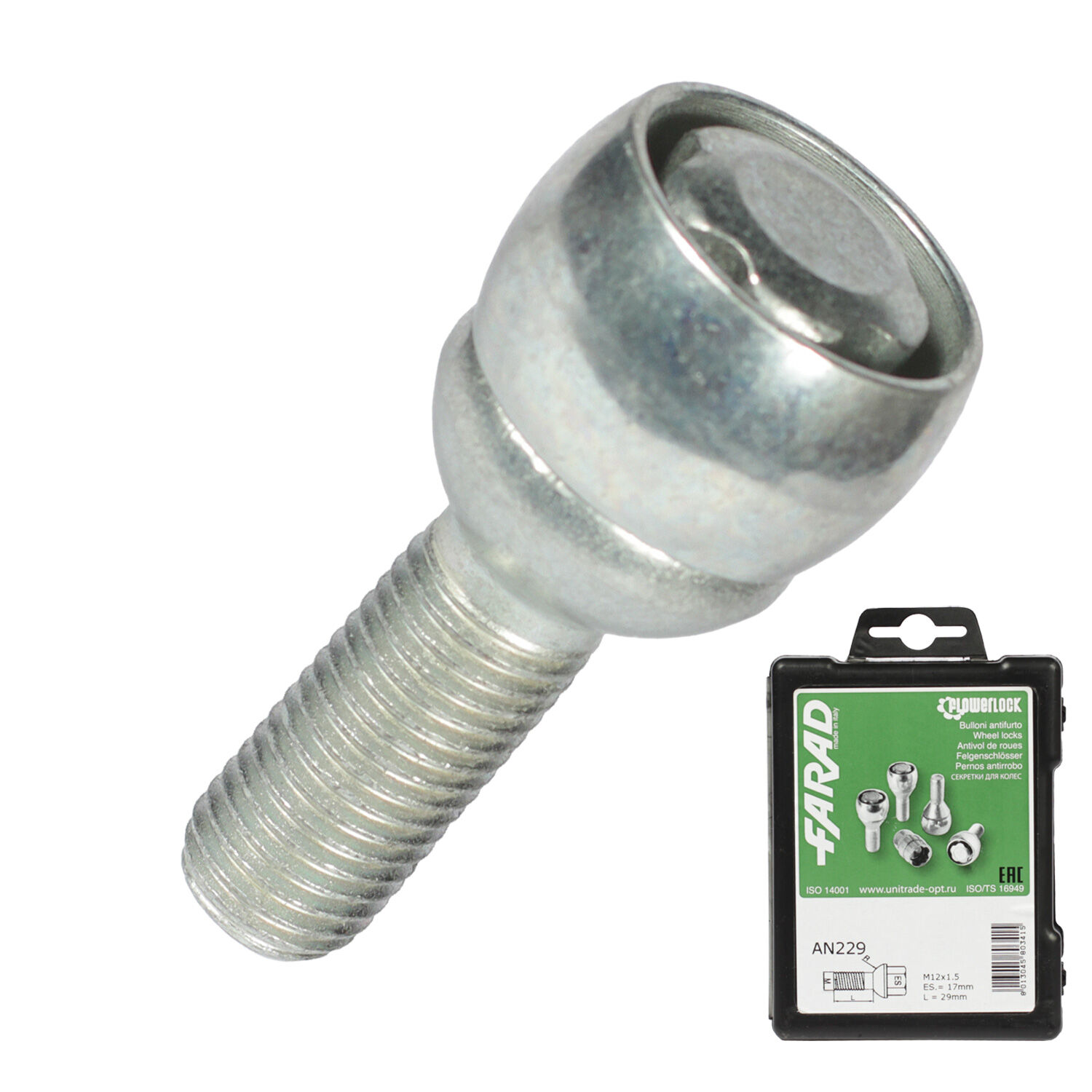 Farad Болт секретный  Farad 12х1,5х28 4+1 17 сфера AN229