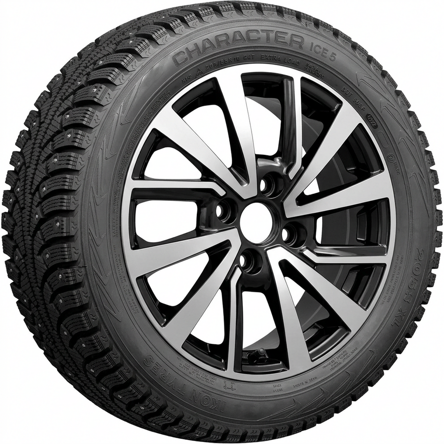 Character Ice 5 R14 175/65 86T шип XL  + KD1430 R14x5.5 4x98 ET35 CB58.5 Black_Front_Polished R14 175/65 86T шип XL  + R14x5.5 4x98 ET35 CB58.5 Black_Front_Polished
