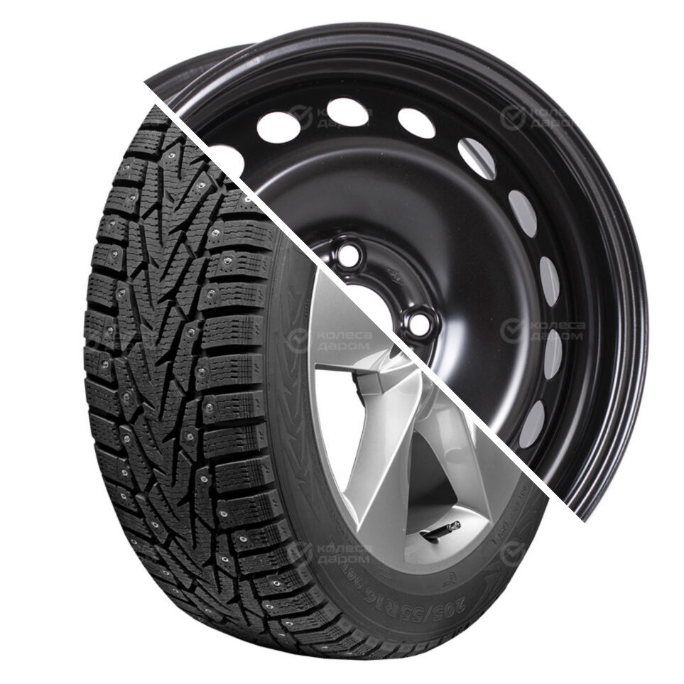 Ikon (Nokian Tyres) NORDMAN 7 R15 185/65 92T шип XL + Логан 2 R15x6 4x100 ET40 CB60.1 Black R15 185/65 92T шип XL + R15x6 4x100 ET40 CB60.1 Black