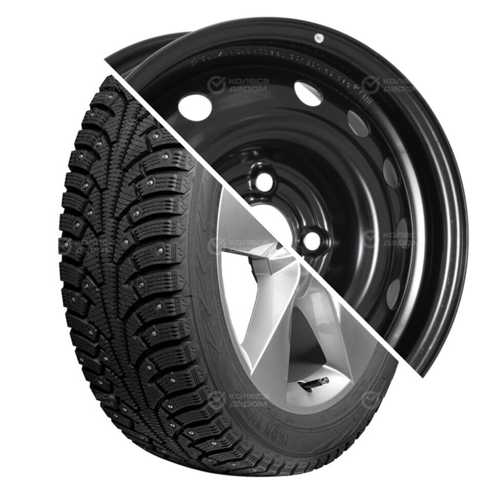 Character Ice 5 R14 185/70 92T шип XL  + 53A43C Евразиа ТАПО R14x5.5 4x100 ET43 CB60.1 Black R14 185/70 92T шип XL + R14x5.5 4x100 ET43 CB60.1 Black