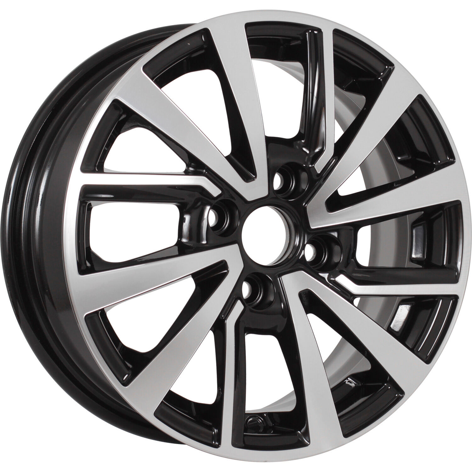 KDW KD1430 R14x5.5 4x98 ET35 CB58.5 Black_Front_Polished