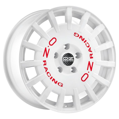 OZ 8x17/5x100 ET48 D68 Rally Racing Race White + Red Lettering