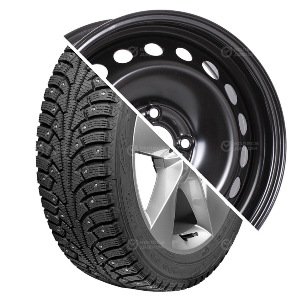 Ikon (Nokian Tyres) NORDMAN 5 R15 195/65 95T шип XL + Логан 2 R15x6 4x100 ET40 CB60.1 Black R15 195/65 95T шип XL + R15x6 4x100 ET40 CB60.1 Black