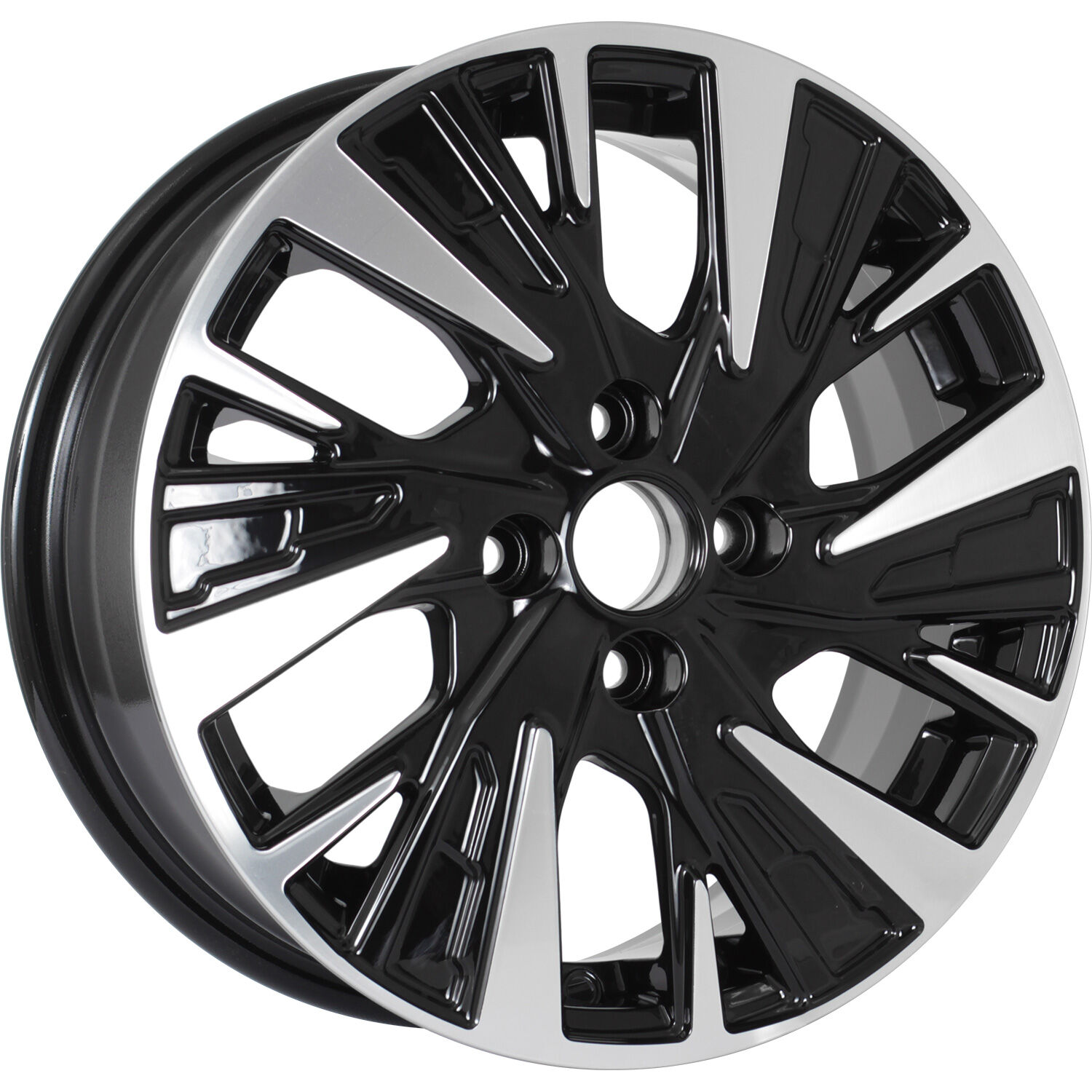 KDW KD1580 R15x6 4x100 ET46 CB54.1 Black_Front_Polished