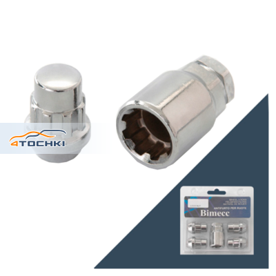 Гайка секретная M12x1,25 (32) конус, закрытая цинк 4+1 ключ (ИТАЛИЯ) UM215 BC