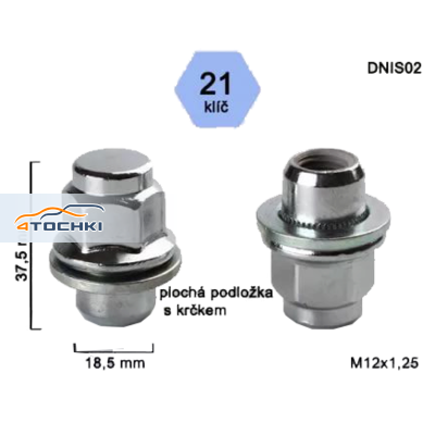 Гайка M12x1,5 (37,5) hex21 пш цинк (ИТАЛИЯ) DTOY01 BC