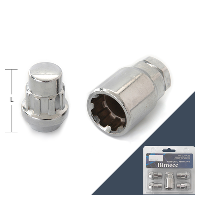 Гайка секретная M14x1,5  (32), конус, закрытая, 4+1 ключ, Цинк, UM415 BC